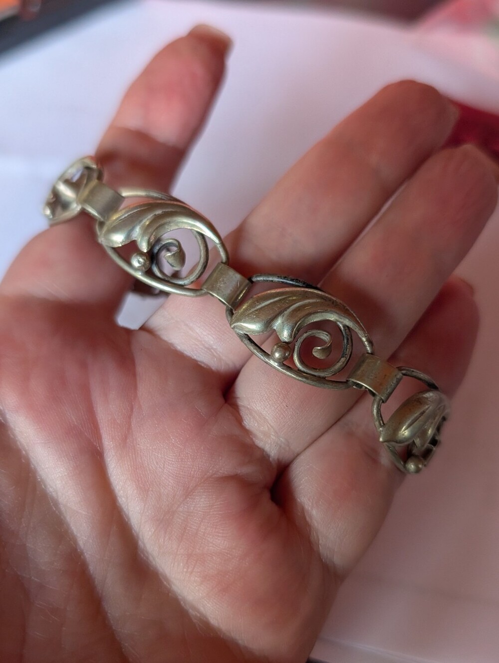 John Lauritzen Denmark Modernist Sterling Silver Swirls Bracelet MCM